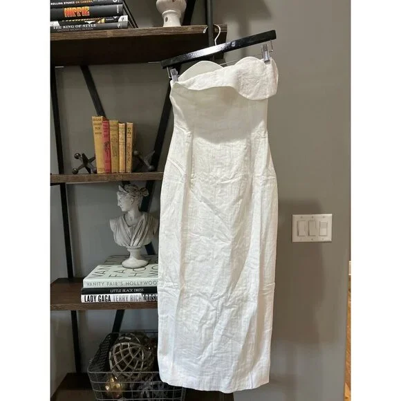 MARA HOFFMAN Lisha Strapless Cotton Midi Dress Ivory Womens Size 00